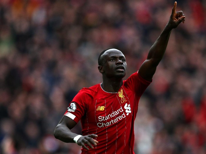 LIVERPOOL, ENGLAND - MARCH 07: Sadio Mane of Liverpool celebrates scoring a goal during the Premier League match between Liverpool FC and AFC Bournemouth  at Anfield on March 07, 2020 in Liverpool, United Kingdom. (Photo by Jan Kruger/Getty Images)
