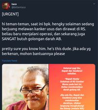 Hengky Solaiman butuh donor darah