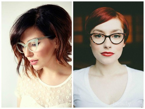 19+ Model Rambut Pendek Sebahu Untuk Wanita Berkacamata PNG
