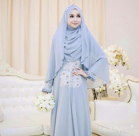 10 Inspirasi Pilihan Gaun Pernikahan Muslim Syar i  yang Modern