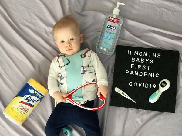 Intip Pemotretan Bayi-bayi Gemas dengan Tema Virus Corona