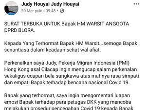 Anggota DPRD Blora Emoh Cek Kesehatan, TKW Hong Kong Kirim Surat Terbuka Anggota DPRD Blora Emoh Cek Kesehatan, TKW Hong Kong Kirim Surat Terbuka