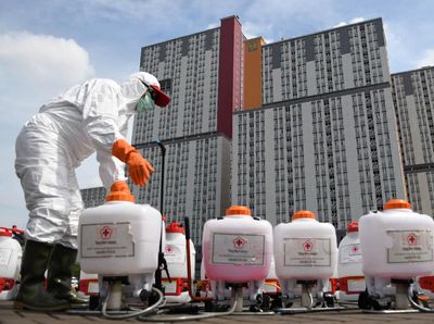 Jadi RS Darurat Corona, Wisma Atlet Disemprot Disinfektan