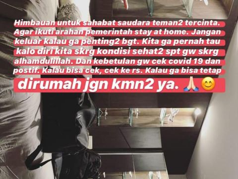 IG story Detri Warmanto mengaku positif Corona