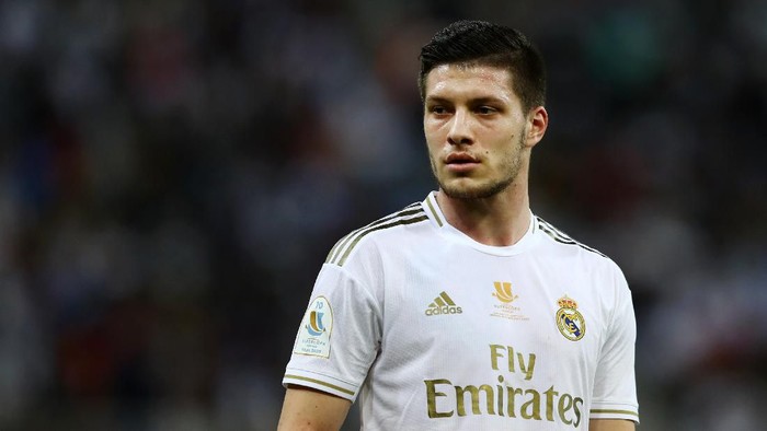 JEDDAH, SAUDI ARABIA - JANUARY 12: Luka Jovic of Real Madrid looks on during the Supercopa de Espana Final match between Real Madrid and Club Atletico de Madrid at King Abdullah Sports City on January 12, 2020 in Jeddah, Saudi Arabia. (Photo by Francois Nel/Getty Images)