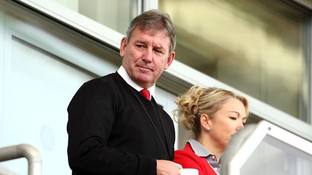 LEIGH, GREATER MANCHESTER - AUGUST 25: Former Manchester United player Bryan Robson looks on from the stands during the FA WSL Continental Tyres Cup match between Manchester United and Reading at Leigh Sports Village on August 25, 2018 in Leigh, Greater Manchester.  (Photo by Jan Kruger/Getty Images)