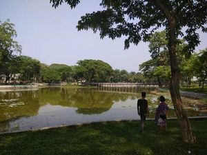 Potret Taman Hijau di Jantung Kota Yangon, Myanmar Potret Taman Hijau di Jantung Kota Yangon, Myanmar