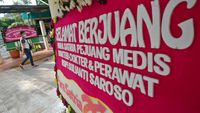 Jejeran Karangan Bunga untuk Tenaga Medis Pejuang Corona
