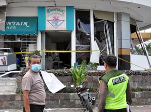 Lokasi Ledakan di Pusat Perbelanjaan Medan Digaris Polisi Lokasi Ledakan di Pusat Perbelanjaan Medan Digaris Polisi
