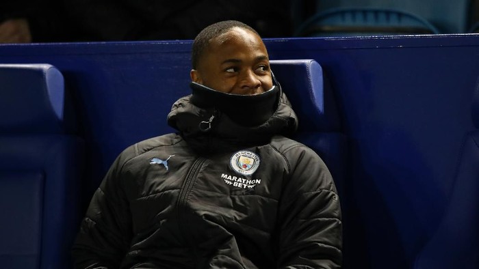 SHEFFIELD, ENGLAND - MARCH 04: Raheem Sterling of Manchester City looks on prior to the FA Cup Fifth Round match between Sheffield Wednesday and Manchester City at Hillsborough on March 04, 2020 in Sheffield, England. (Photo by Clive Brunskill/Getty Images)