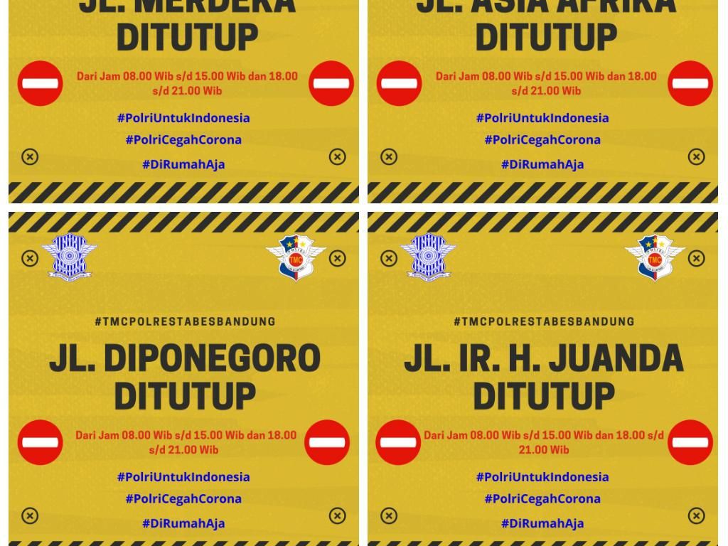 Pandemi Corona, Sejumlah Jalan Protokol di Bandung Ditutup Sementara Pandemi Corona, Sejumlah Jalan Protokol di Bandung Ditutup Sementara
