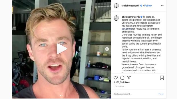 Unggahan Chris Hemsworth