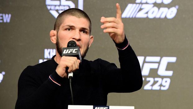 NEW YORK, NY - SEPTEMBER 20: Lightweight Champion Khabib Nurmagomedov speaks to the media during the UFC 229 Press Conference at Radio City Music Hall on September 20, 2018 in New York City.   Steven Ryan/Getty Images/AFP