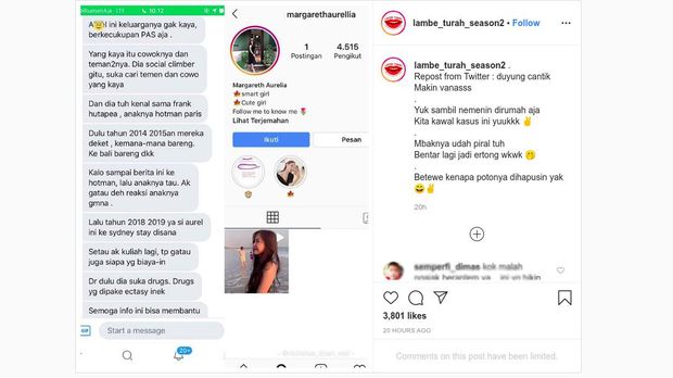 Unggahan akun gosip