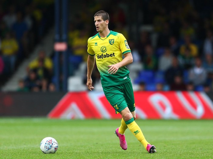 LUTON, ENGLAND - JULY 27: Timm Klose of Norwich City in action during the Pre-Season Friendly match between Luton Town and Norwich City at Kenilworth Road on July 27, 2019 in Luton, England. (Photo by Jordan Mansfield/Getty Images)