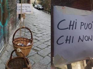 Warga Italia Siapkan Keranjang Isi Makanan untuk Tunawisma Selama Lockdown