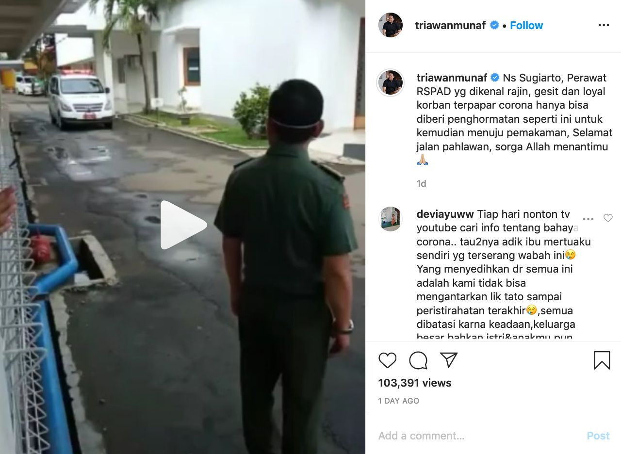 Haru, Penghormatan Terakhir untuk Perawat RSPAD yang Meninggal karena Corona