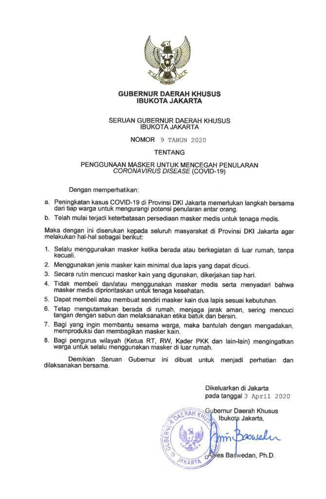 Seruan Gubernur DKI Jakarta