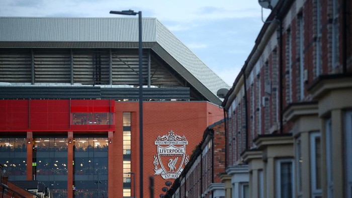 LIVERPOOL, ENGLAND - MARCH 11: General view outside the stadium prior to the UEFA Champions League round of 16 second leg match between Liverpool FC and Atletico Madrid at Anfield on March 11, 2020 in Liverpool, United Kingdom.  (Photo by Julian Finney/Getty Images)