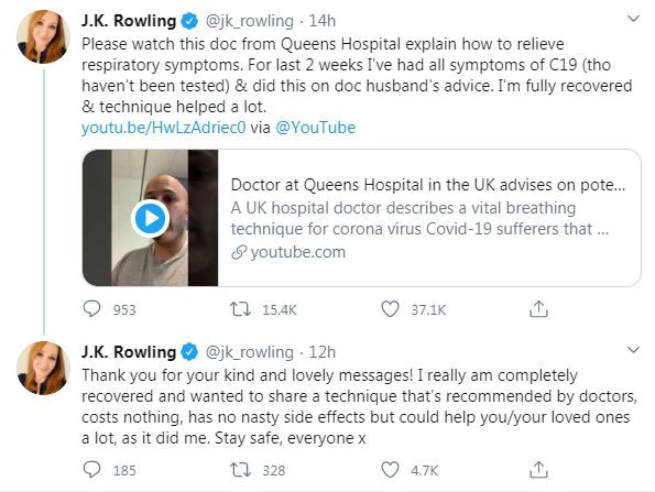 JK Rowling Pulih dari Gejala Corona Dibantu Teknik Pernapasan, Seperti Apa?