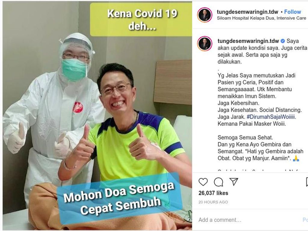 Tung Desem Berbagi Tips Agar Sembuh Usai Divonis Positif Corona Tung Desem Berbagi Tips Agar Sembuh Usai Divonis Positif Corona