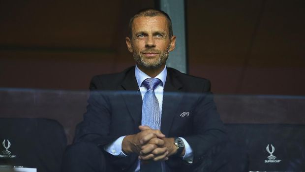 TALLINN, ESTONIA - AUGUST 15:  UEFA President, Aleksander Ceferin looks on during the UEFA Super Cup between Real Madrid and Atletico Madrid at Lillekula Stadium on August 15, 2018 in Tallinn, Estonia.  (Photo by Alexander Hassenstein/Getty Images)