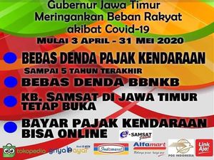 Imbas Corona, Pemprov Jatim Beri Kebebasan Pembayaran Denda Pajak Motor