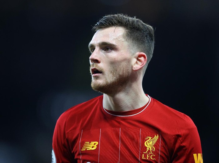WATFORD, ENGLAND - FEBRUARY 29: Andrew Robertson of Liverpool in action during the Premier League match between Watford FC and Liverpool FC at Vicarage Road on February 29, 2020 in Watford, United Kingdom. (Photo by Richard Heathcote/Getty Images)