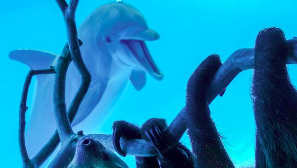 Ekspresi Girang Lumba-lumba Bertemu Kungkang