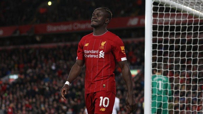 LIVERPOOL, ENGLAND - FEBRUARY 24: Sadio Mané of Liverpool makes his way off after being substituted during the Premier League match between Liverpool FC and West Ham United at Anfield on February 24, 2020 in Liverpool, United Kingdom. (Photo by Clive Brunskill/Getty Images)