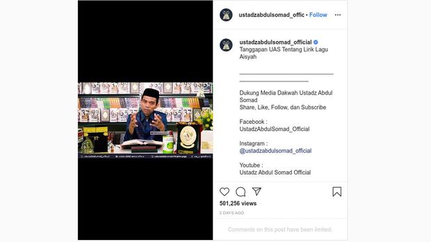 Unggahan Ustaz Abdul Somad