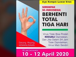 Viral Ajakan RI Berhenti Total 3 Hari, Ini Kata Jubir Penanganan Corona