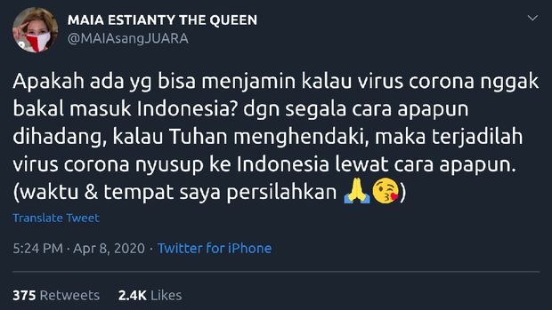 Maia Estianty dan Roy Suryo berdebat soal pendapat virus corona. 