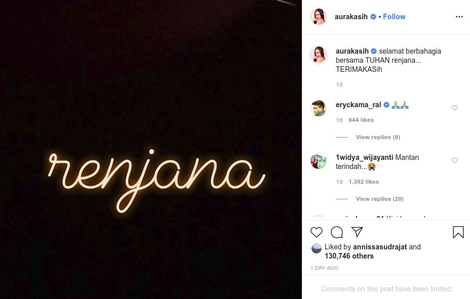 Unggahan Aura Kasih soal Renjana
