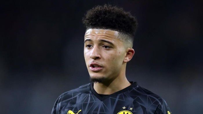 DORTMUND, GERMANY - FEBRUARY 18: Jadon Sancho of Dortmund reacts during the UEFA Champions League round of 16 first leg match between Borussia Dortmund and Paris Saint-Germain at Signal Iduna Park on February 18, 2020 in Dortmund, Germany. (Photo by Alex Grimm/Getty Images)