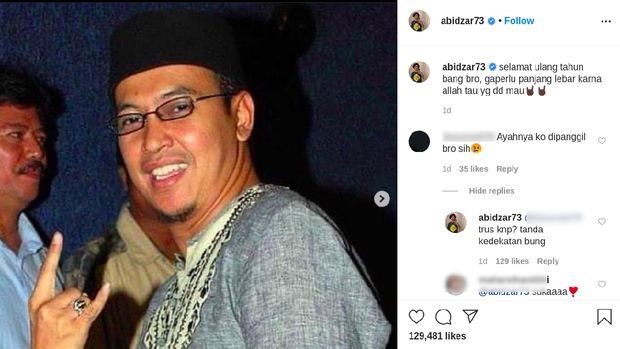 Unggahan Abidzar tentang Uje
