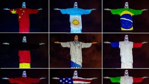 Ketika Patung Kristus di Rio Berbalut Bendera Negara Pandemi Corona