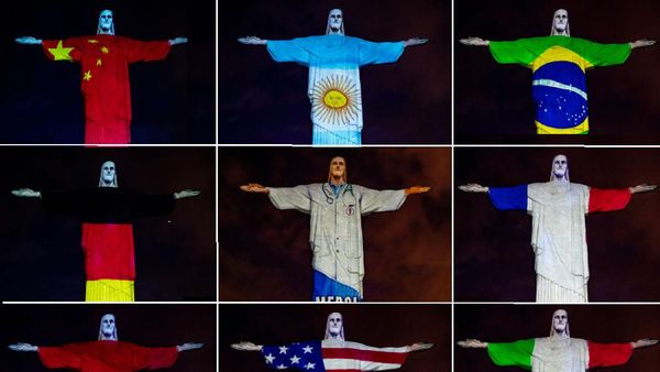 Ketika Patung Kristus di Rio Berbalut Bendera Negara Pandemi Corona