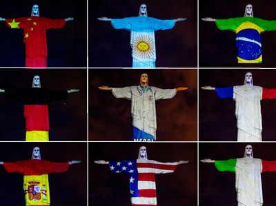 Ketika Patung Kristus di Rio Berbalut Bendera Negara Pandemi Corona