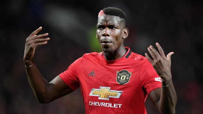 MANCHESTER, ENGLAND - SEPTEMBER 30: Paul Pogba of Manchester United reacts during the Premier League match between Manchester United and Arsenal FC at Old Trafford on September 30, 2019 in Manchester, United Kingdom. (Photo by Michael Regan/Getty Images)