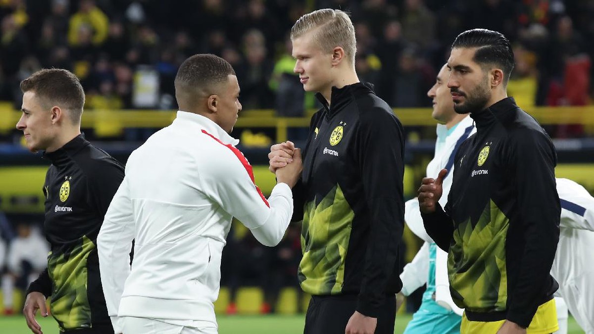 Kylian Mbappe dan Erling Haaland. (Foto: Alex Grimm/Getty Images)