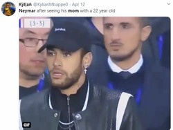Ekspresi Neymar mengetahui ibunya berpacaran dengan pria yang lebih muda darinya. (Foto: Twitter)