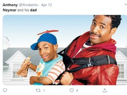 Neymar bahkan lebih tua enam tahun dari Tiago Ramos. Bintang Paris Saint-Germain itu malah lebih cocok jadi ayah. (Foto: Twitter)
