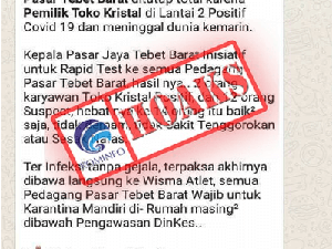Kominfo Tegaskan Broadcast Corona di Pasar Tebet Barat Adalah Hoax