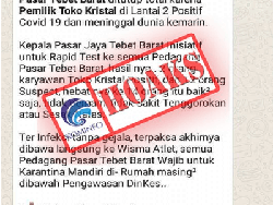 Kominfo Tegaskan Broadcast Corona di Pasar Tebet Barat Adalah Hoax