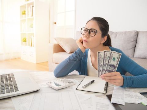 woman worried about the expend