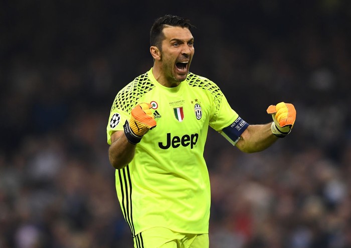 CARDIFF, WALES - JUNE 03:  Gianluigi Buffon of Juventus celebrates his sides first goal  during the UEFA Champions League Final between Juventus and Real Madrid at National Stadium of Wales on June 3, 2017 in Cardiff, Wales.  (Photo by Shaun Botterill/Getty Images)