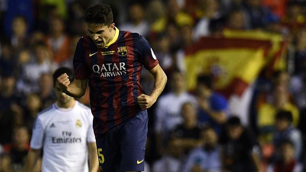 Marc Bartra mencetak gol pada final Copa del Rey 2014.