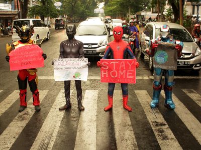 Spiderman hingga Ironman, Kampanye Lawan Corona di Makassar