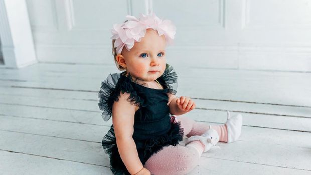 Happy baby girl. Happy little princess.